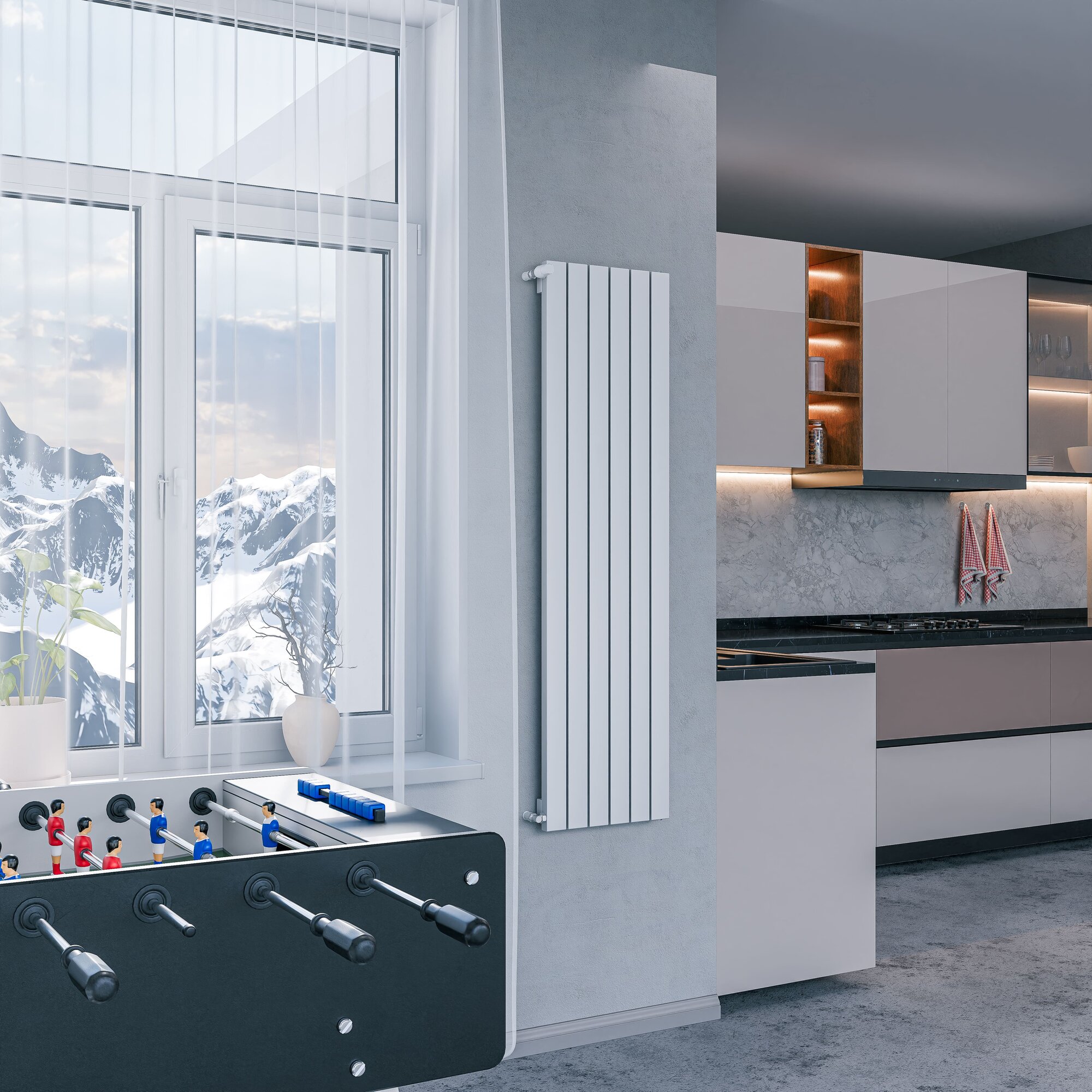 Вертикальный дизайн радиатор отопления Warm Design SIRIUS, белый (6 секций, 1500х390мм)