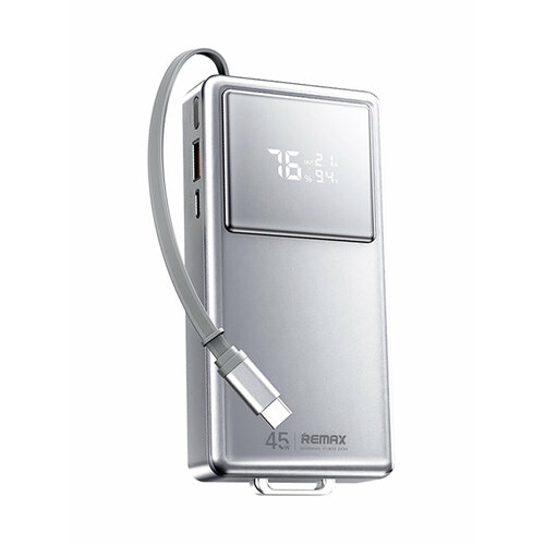 Внешний аккумулятор Power Bank Remax FCP-30 для 20000mAh 45W PD Type-C встроенный кабель Type-C LCD серый 2299₽