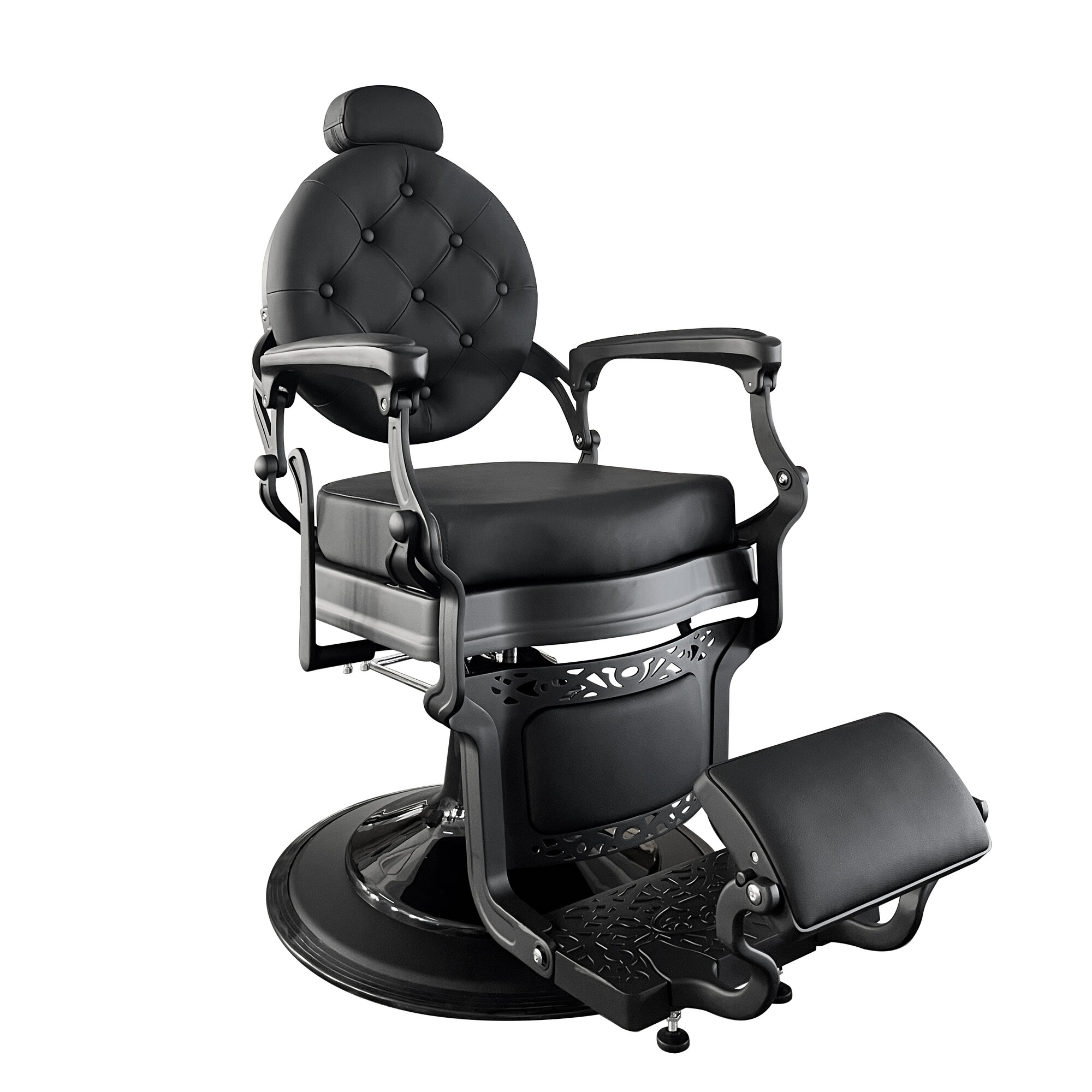 Кресло для барбершопа BXS ROYAL BLACK, винтажное, серый металл