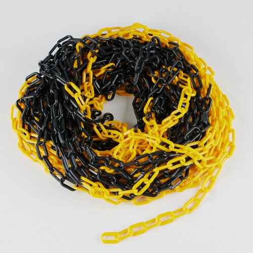 Изображение товара Цепь оградительная, чёрно-жёлтая, пластик, звено - 6 мм, 30 м