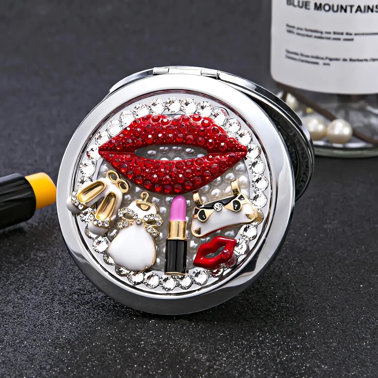 Портативное зеркало Amanman 1x/2x, Red Lips