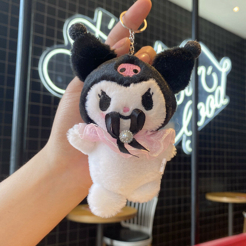 Kuromi my melody plush keychain with dinosaur design for bag decoration bow kuromi black