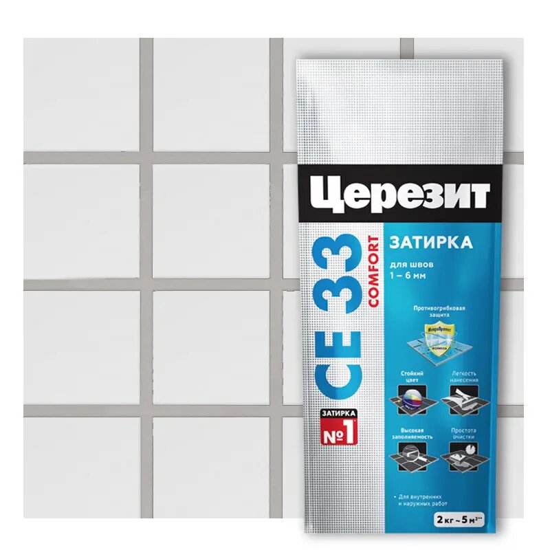 Затирка цементная Церезит CE 33 Comfort цвет серебристо-серый 2 кг