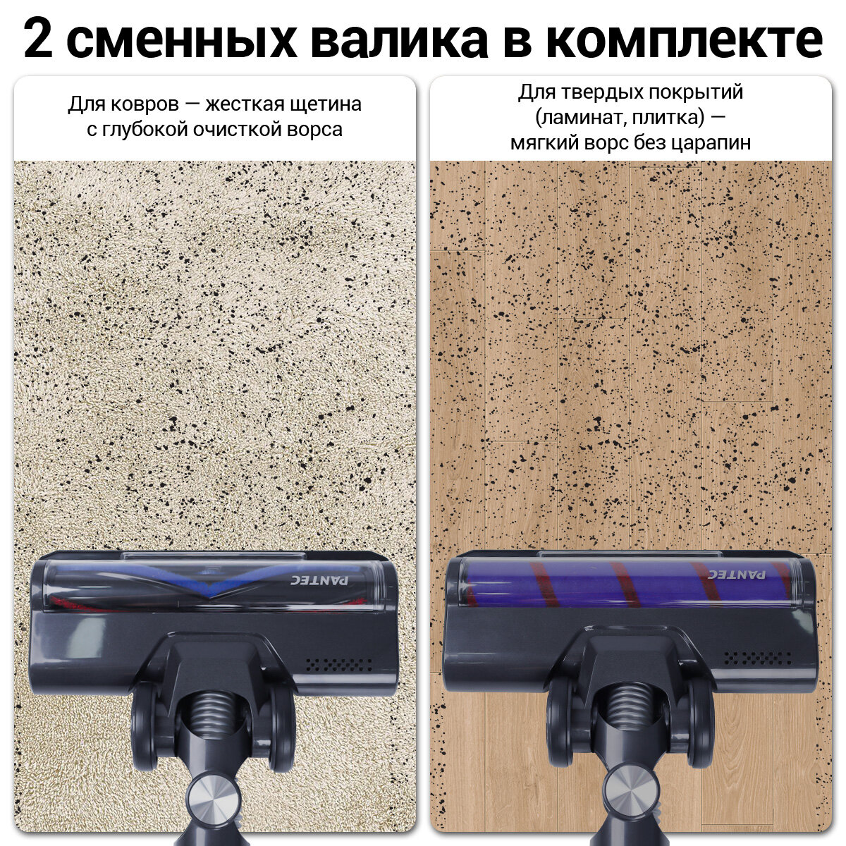 Пылесос Pantec G20 с мощностью 30000Па, автономность 60 мин, LED-подсветка, щетка для шерсти животных, KaringBee — фото 1