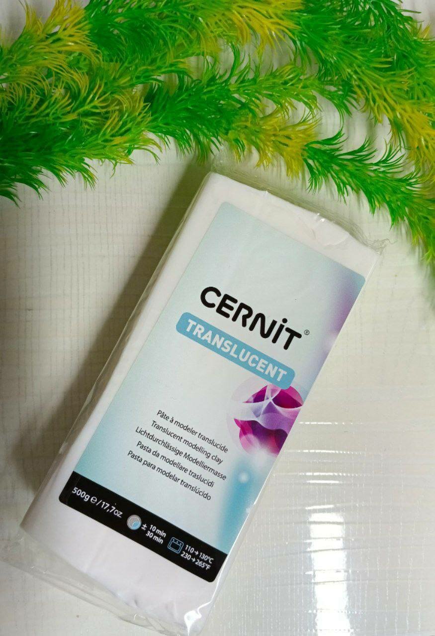 Полимерная глина "CERNIT translucent" 500гр, запекаемая, для лепки и моделирования, белая полупрозрачная.