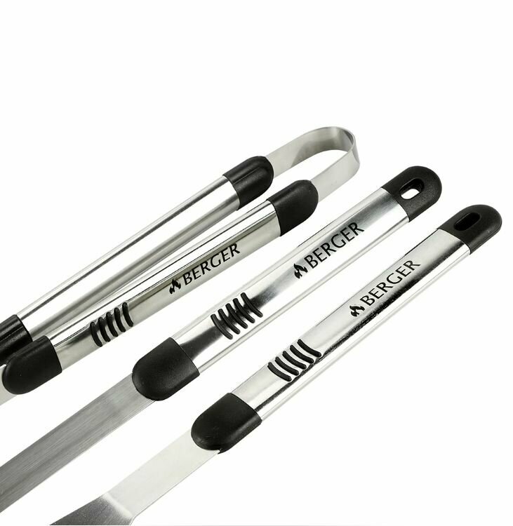 Набор для барбекю BERGER 3 предмета (вилка, лопатка, щипцы) — фото 1