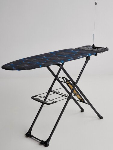 Изображение товара Гладильная доска "Аврора", напольная, 46х123 см, с полкой для белья, с розеткой, на колесиках