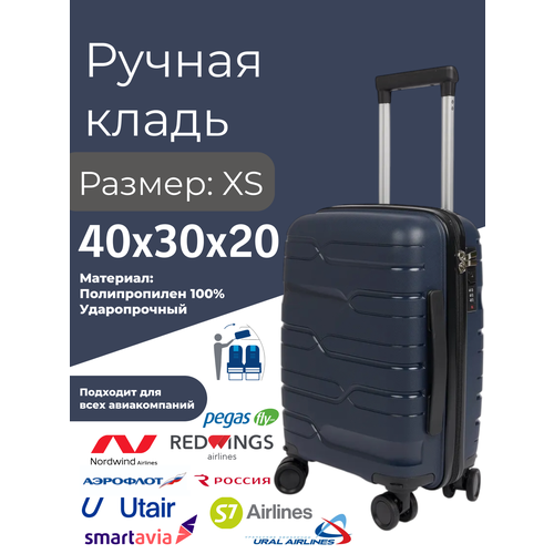 фото Чемодан impreza, 24 л, размер xs, темно-синий