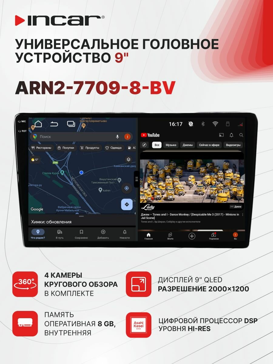 Андроид магнитола с круговым обзором Incar