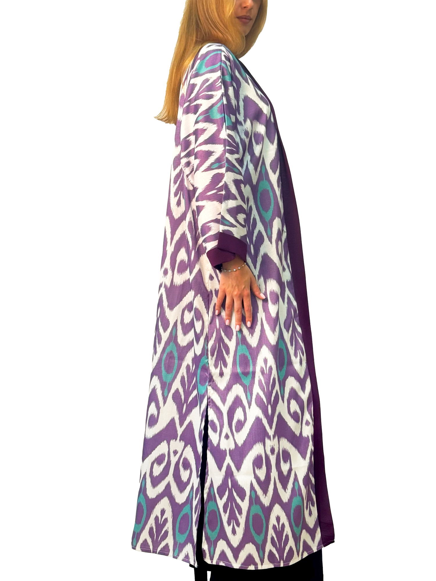 Халат  Традиционный, размер XL, фиолетово-белый — фото 1