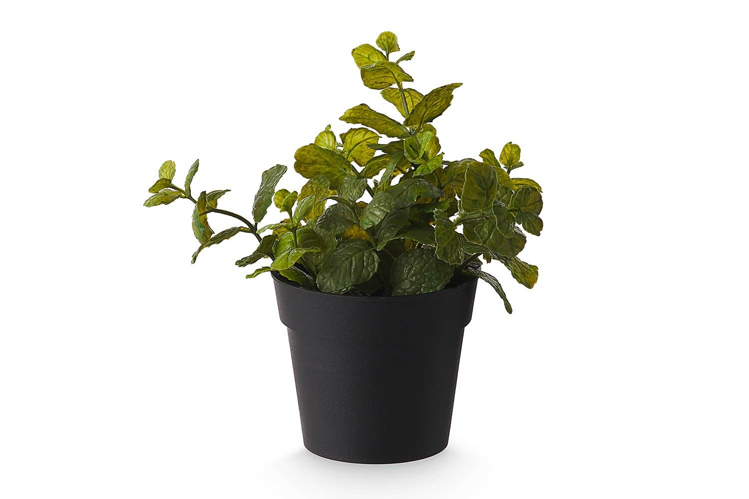 Искусственное растение Мята в пластмассовом кашпо 15х15 см