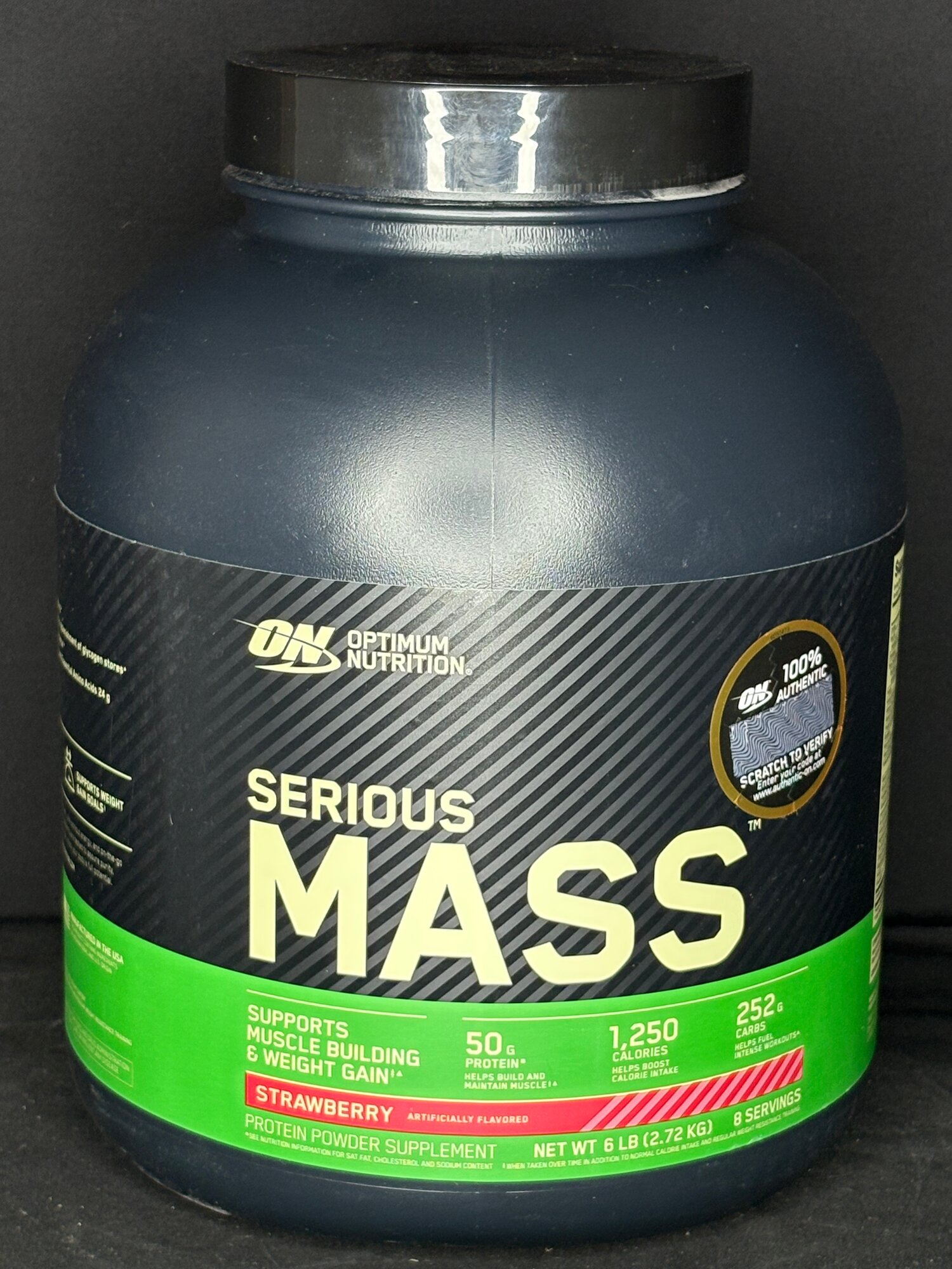 Гейнер Optimum Nutrition "Serious Mass", клубника, высокобелковый, 2.72 кг