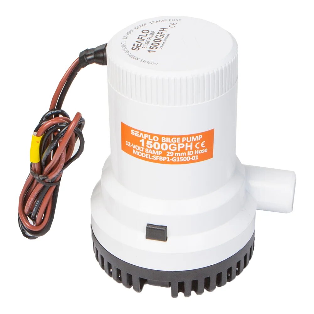 SeaFlo Помпа водооткачивающая трюмная 1500 галлон/час, патрубок 29 мм, 12V (Артикул: ) SFBP1-G1500-01