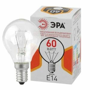 Лампа накаливания ЭРА 60 Вт Е14 230 В шарик