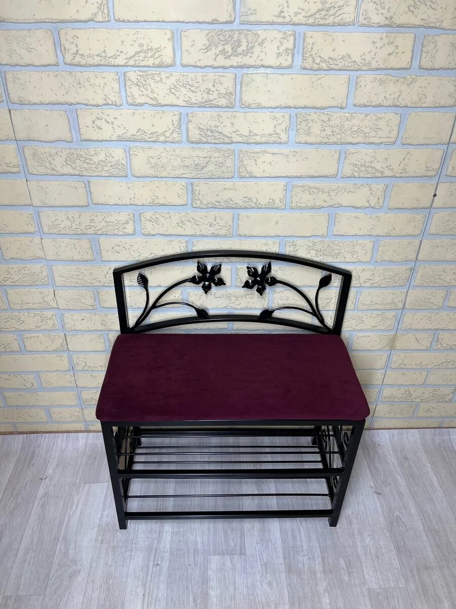 Кованая банкетка №04, Студия кованой мебели Нива, цвет темная слива — фото 1