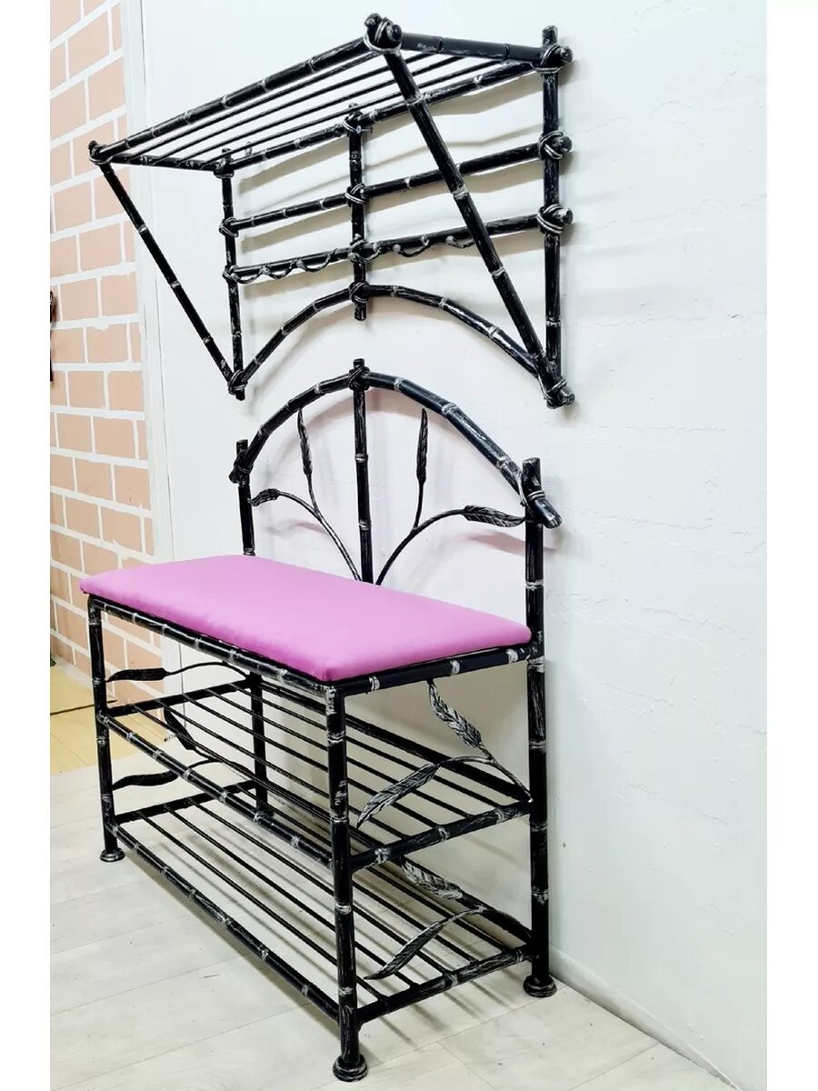 Комплект мебели для прихожей, "Кованый бамбук", ручная работа, цвет розовый — фото 1