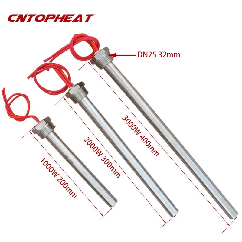 Трубчатый нагреватель CN TOPHEAT DN25 для обогрева с мощностью 1-3 кВт 220 В 2 кВт размер 20x300 мм