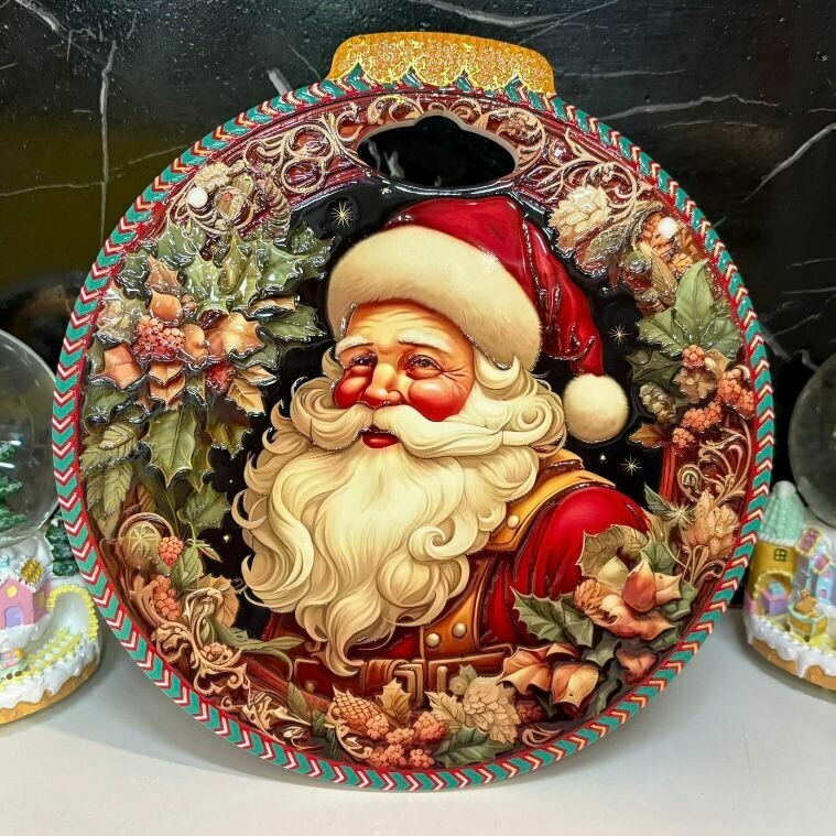 Новогодняя/Рождественская подставка под горячtе "Дед Мороз" круглая 20*21 см