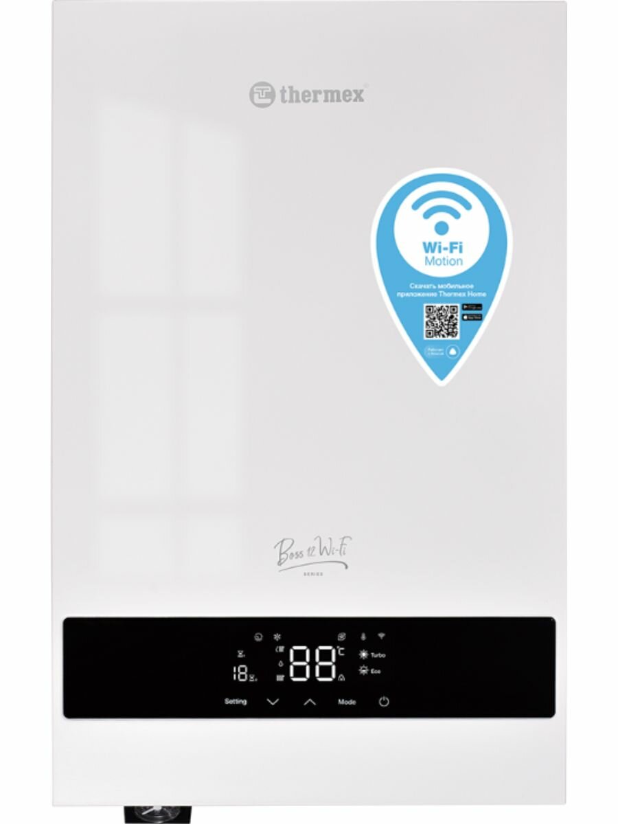 Электрический котел Thermex Boss 12 Wi-Fi настенный расширительный бак 6 л белый