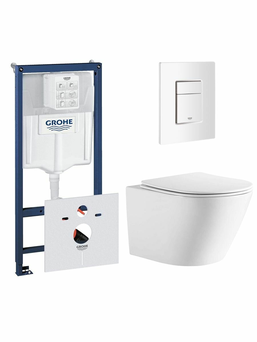 Комплект инсталляции GROHE 38772SH0 с унитазом Aquatek либерти и сиденьем с микролифтом (NW0531)
