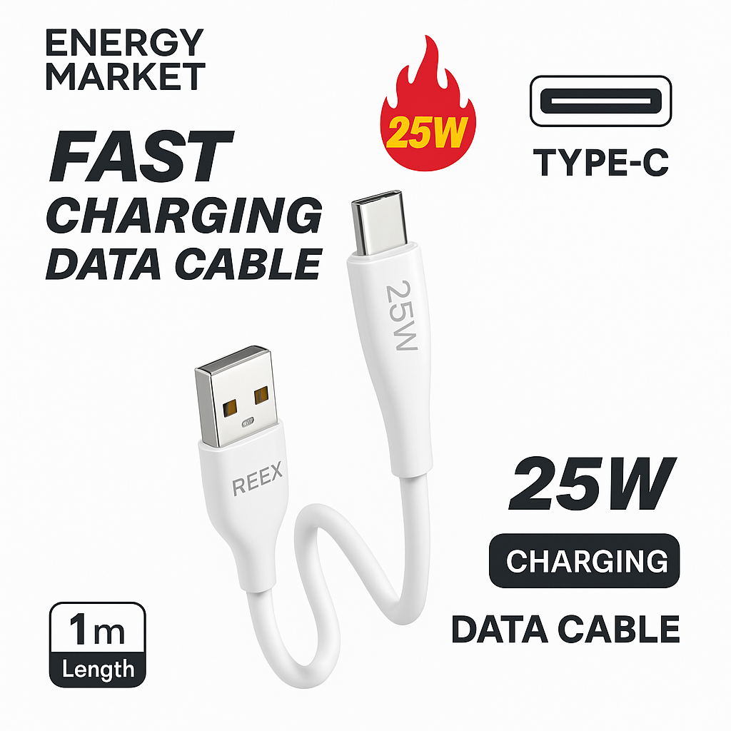 Кабель быстрой передачи данных REEX RX-01T 25 Вт Type-C (1 метр) — фото 1