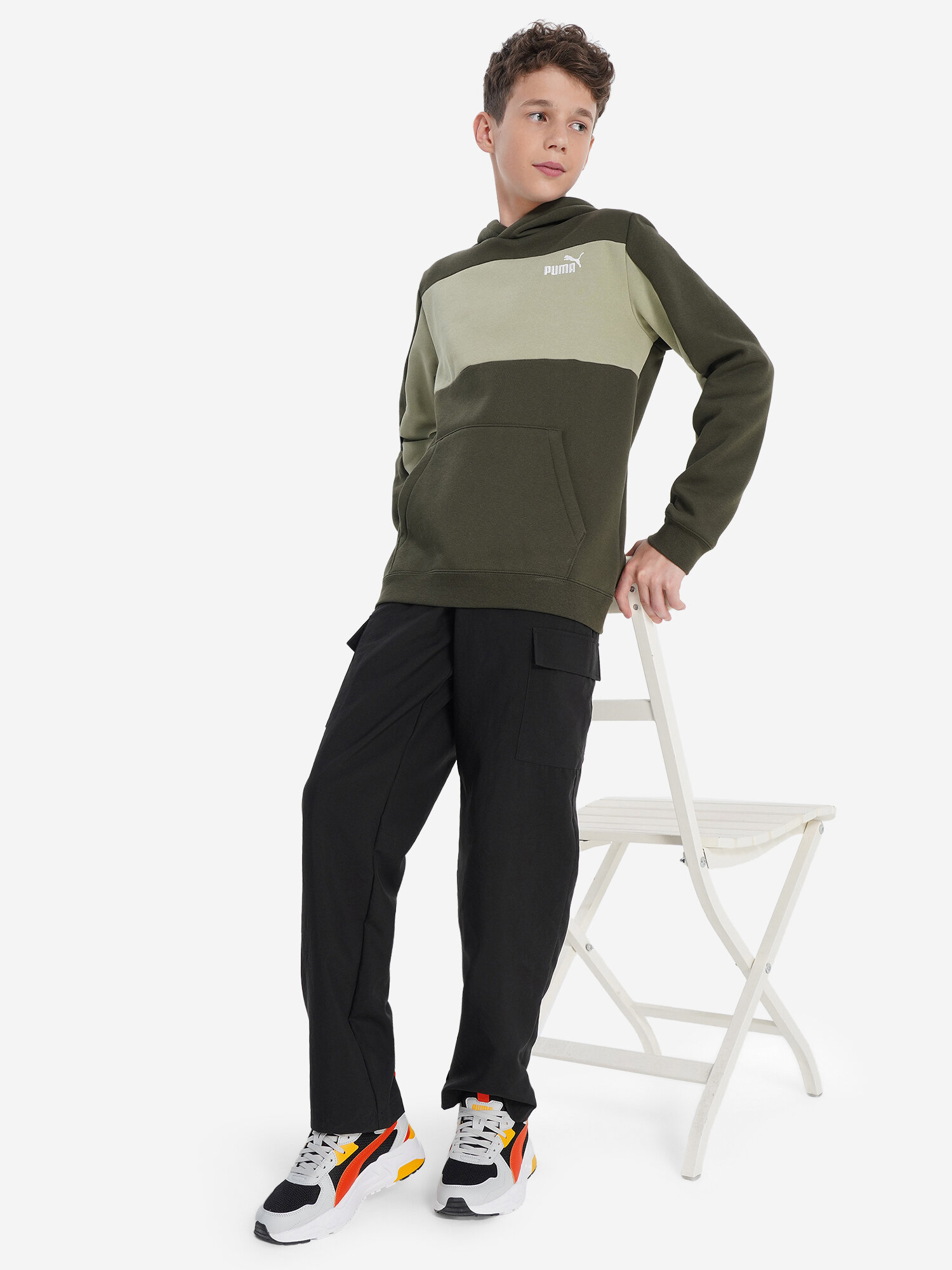 Худи PUMA, размер 164, оливковый — фото 1