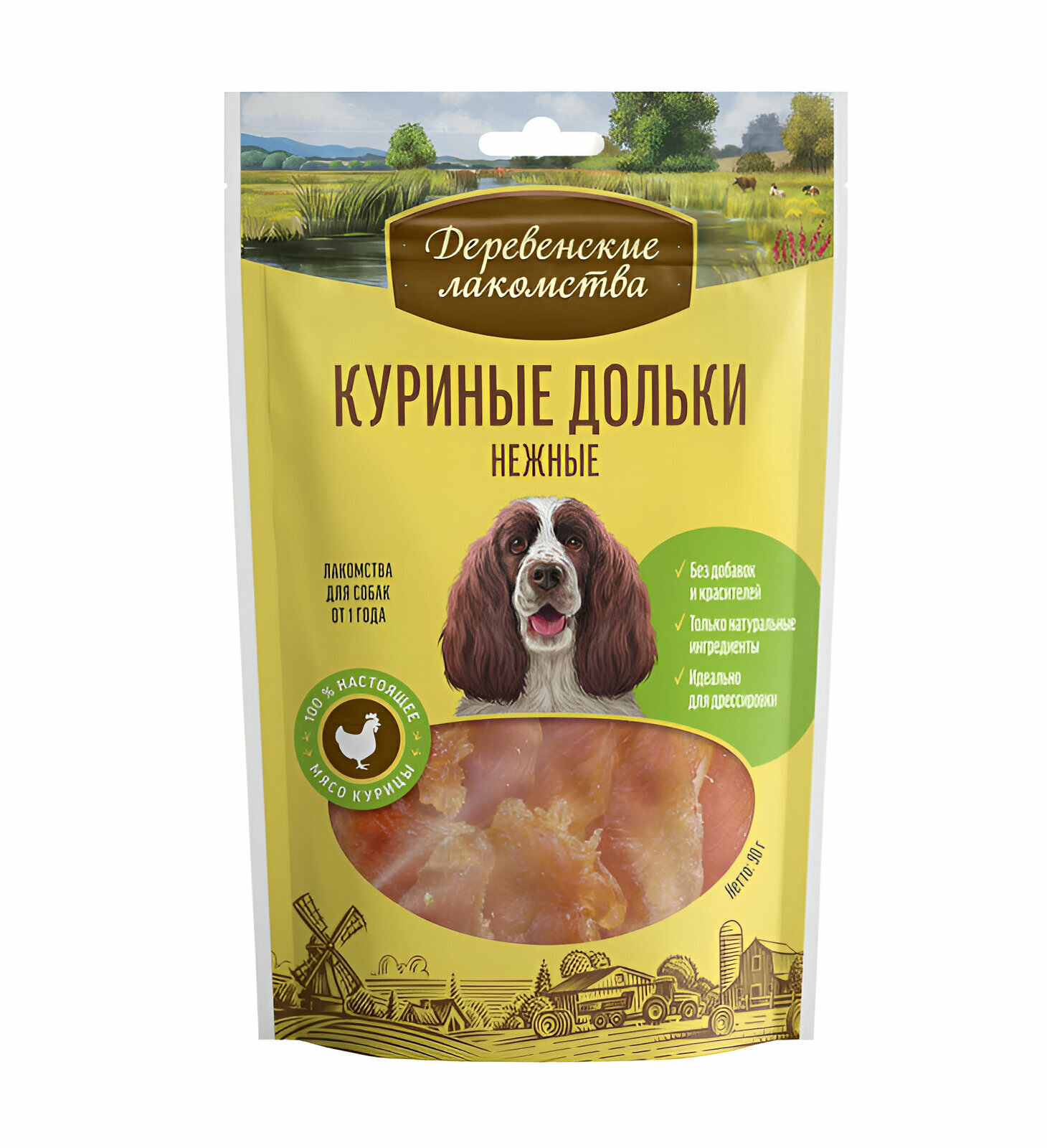 Деревенские лакомства 100 % Мяса Куриные дольки нежные для собак 90 г