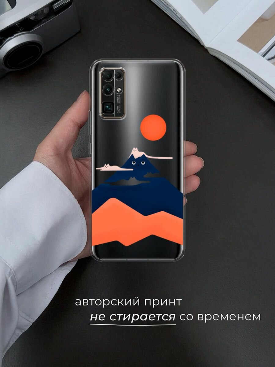 Чехол на Honor 30 / Хонор 30 с принтом "Кот-гора", прозрачный — фото 1