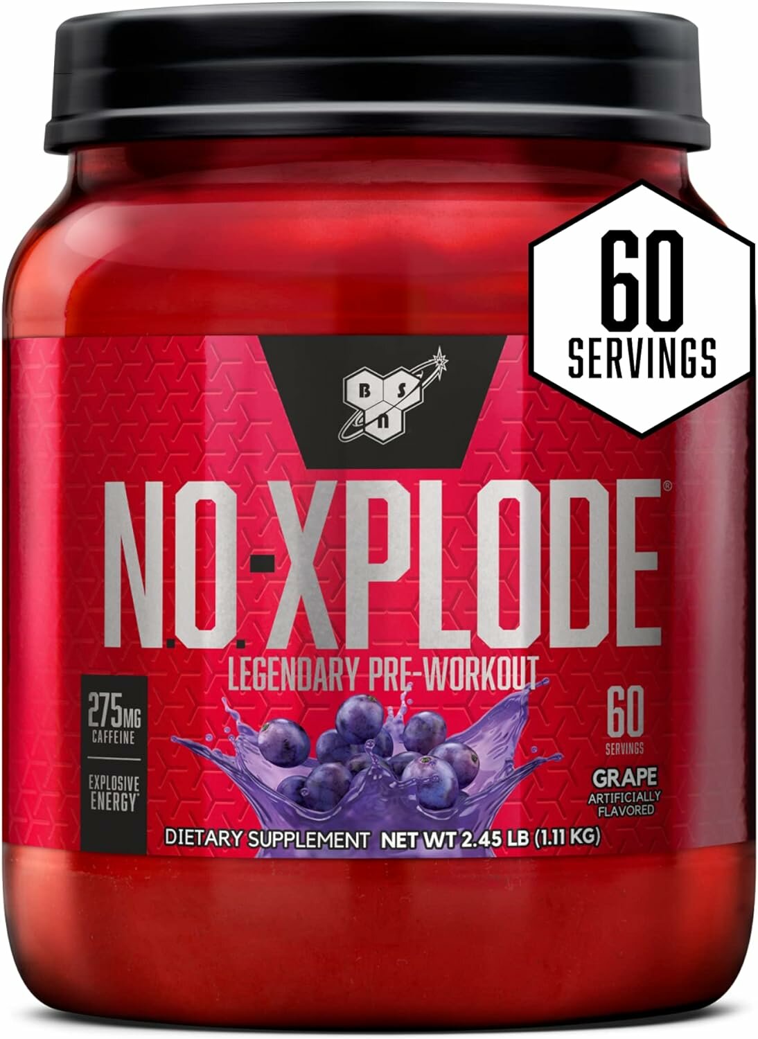 Предтренировочный комплекс BSN N. O.-XPLODE Pre Workout Grape, 60 порций, 1,1 кг