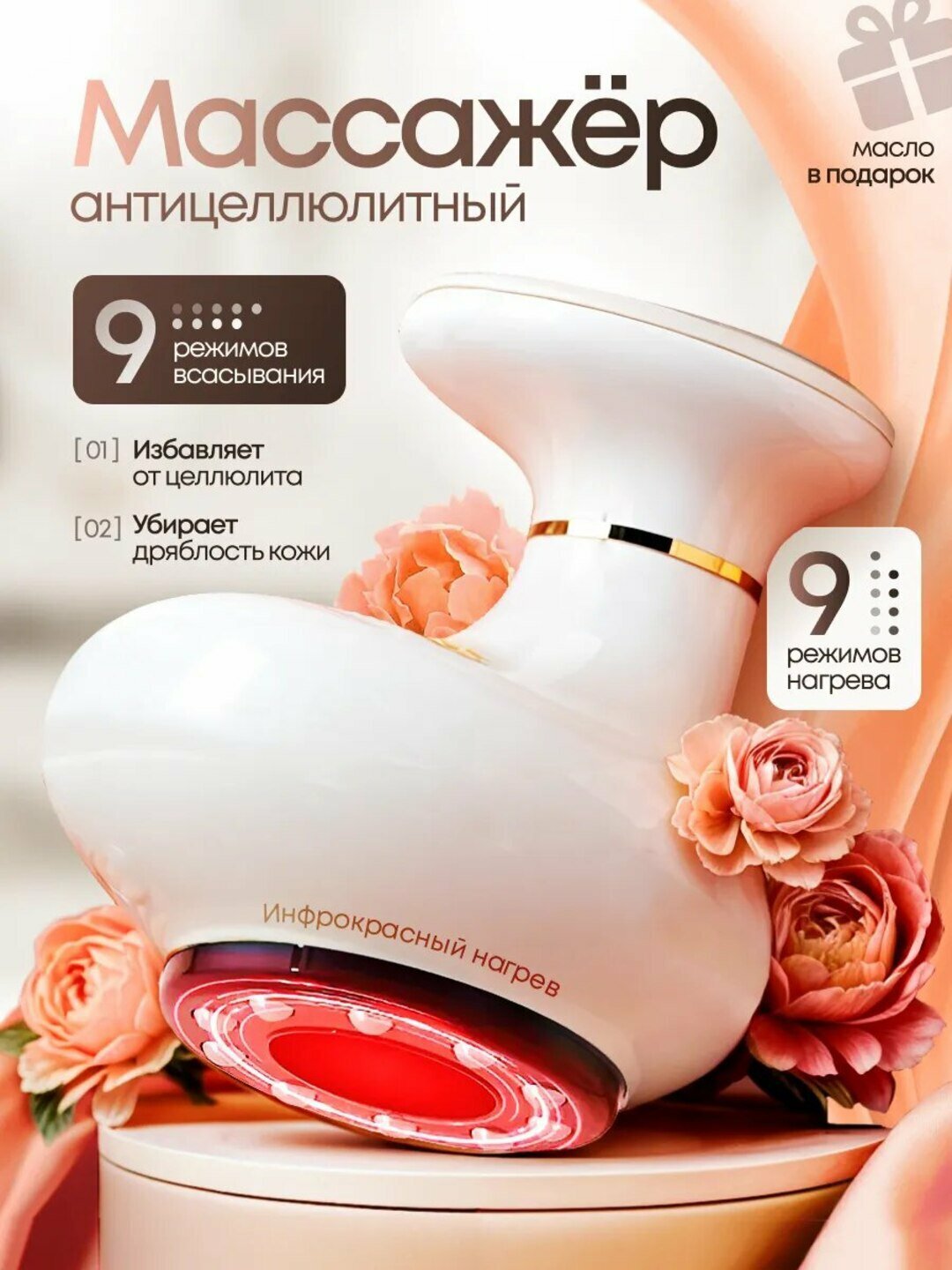 Вакуумный массажер антицеллюлитный для тела, ног и ягодиц +2шт ефирным маслом 10 мл внутри