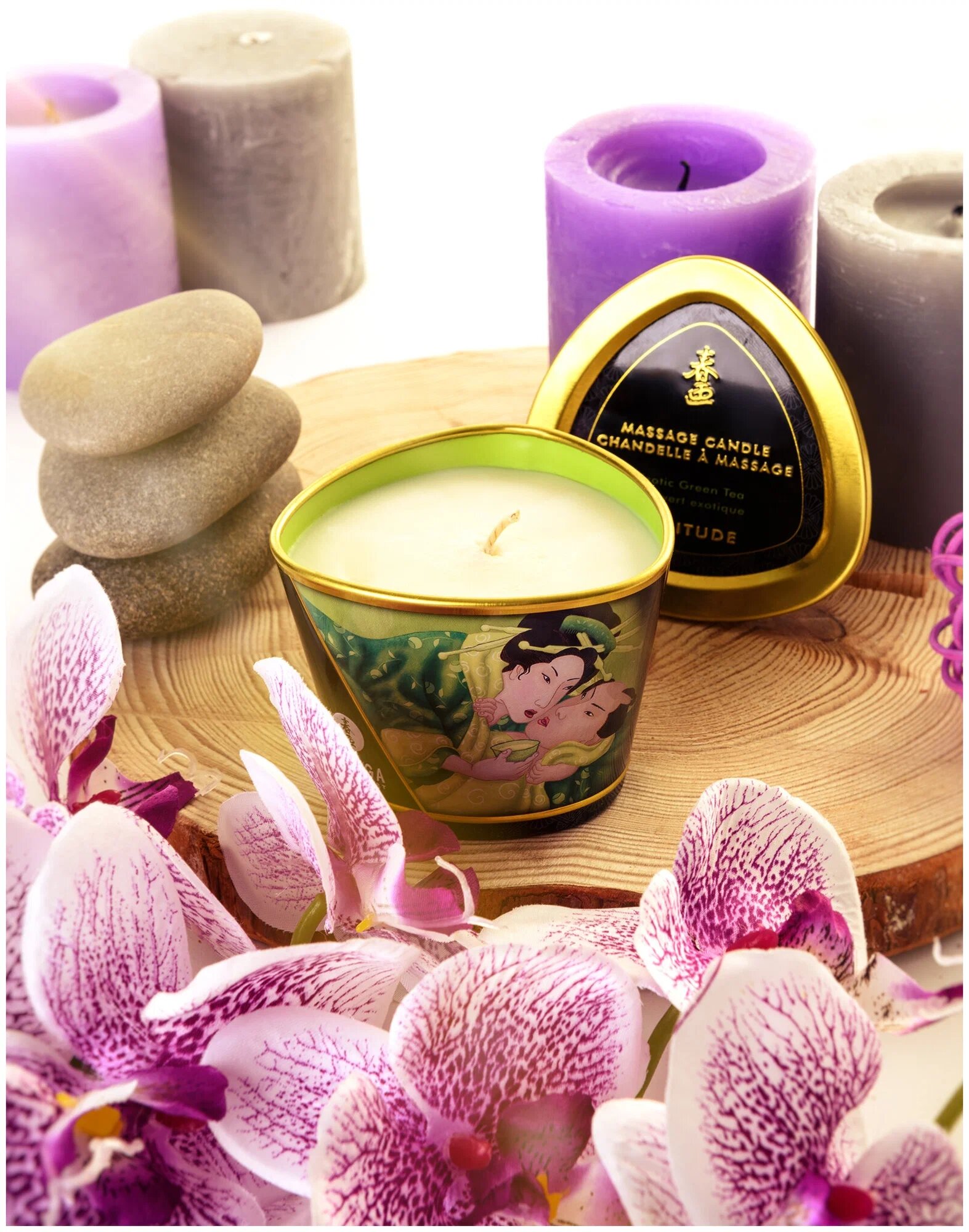 Массажное арома масло в виде свечи, SHUNGA Sparrkling Strawberry Wine Клубничное вино, 170 мл