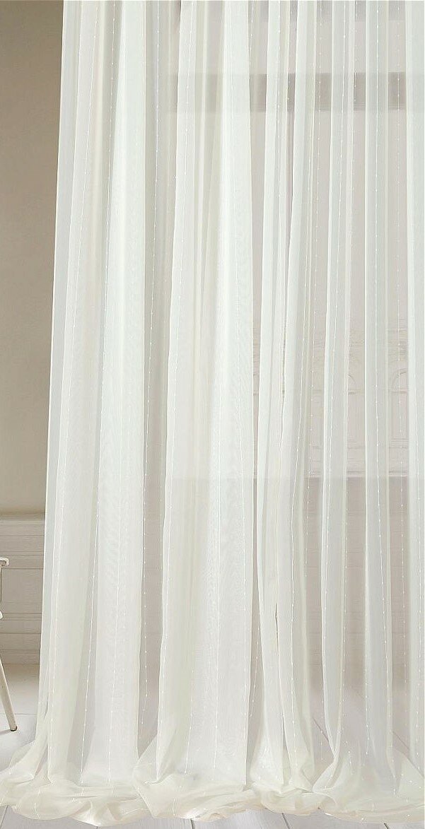 Тюль однотонная вуаль с утяжелителем пр. Турция. Отрез от 1 го метра высота 300см. Цвет Экрю.