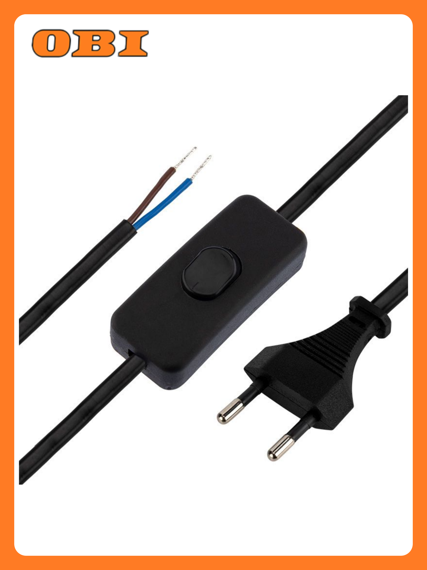 Сетевой шнур REXANT с выключателем 2x075мм² 18м черный