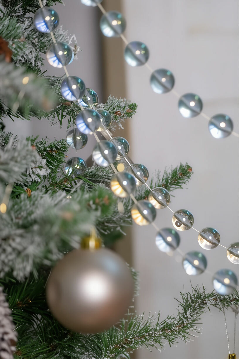 Ёлочные бусы пластиковые гигант, цвет: прозрачный перламутр, 20 мм, 2.7 м, Winter Deco 001873