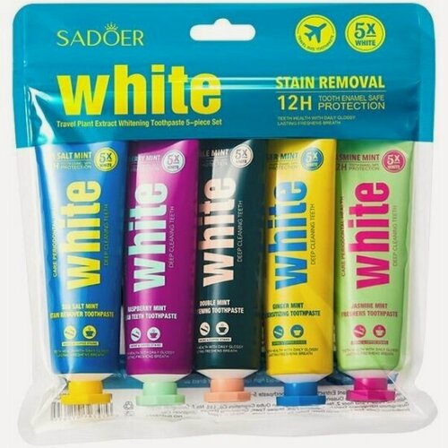 Изображение товара Дорожный набор зубных паст Sadoer , 5 шт*30 г