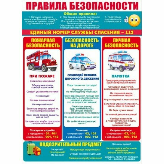 Плакат Правила безопасности А2 84.744 Открытая планета картон
