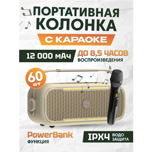 Портативная Bluetooth-колонка с Караоке микрофоном NowGo C2K Karaoke C2K Karaoke Global Beige 1699900₽