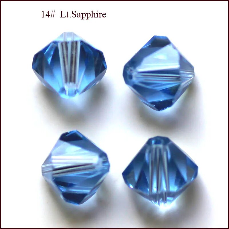 StreBelle стеклянные хрустальные биконусные бусины 4 мм 22 цвета 100 шт lt sapphire 4mm 100pcs