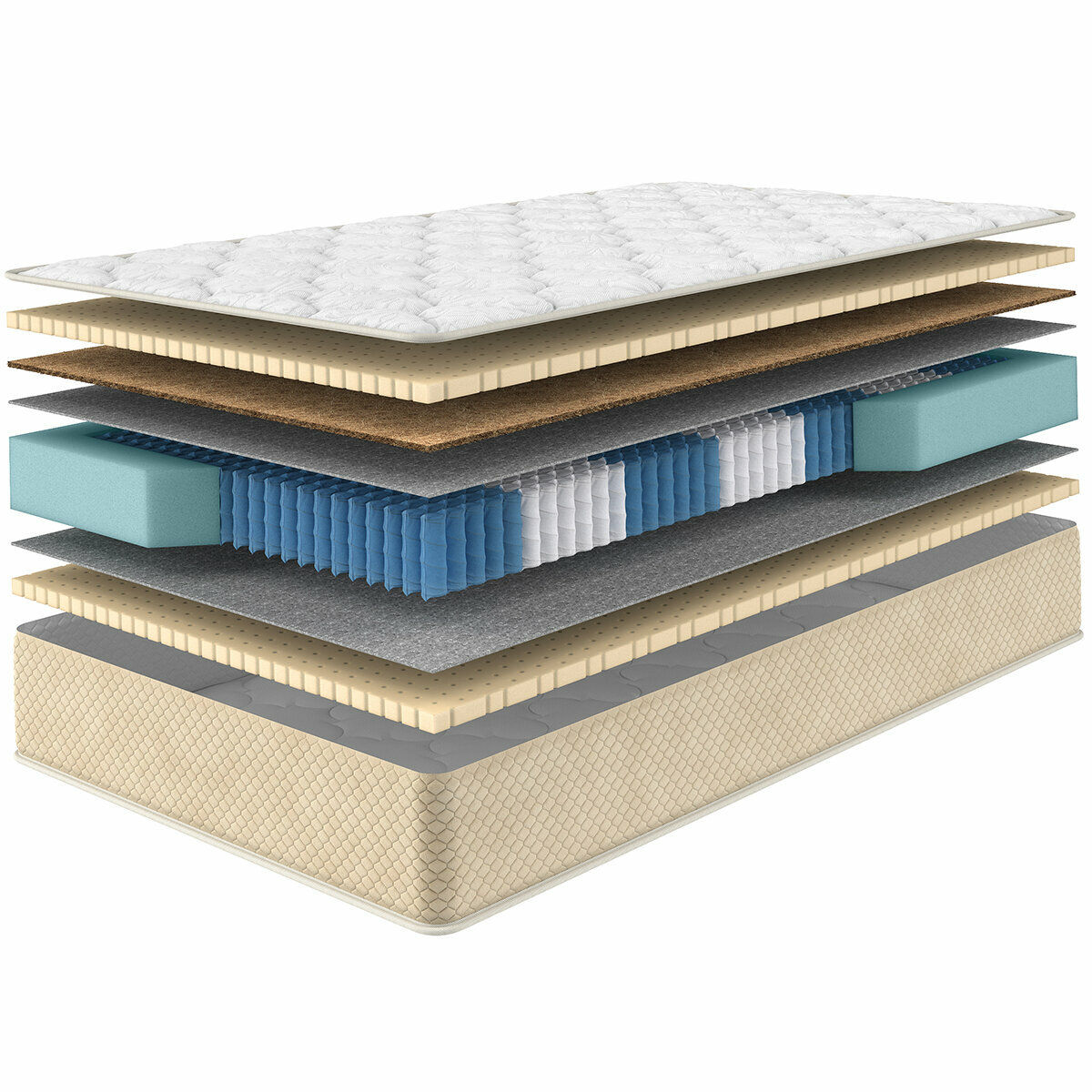 BIOLUX матрас Ultra Latex, Разной жесткости, Натуральный ортопедический, С зональным пружинным блоком, 90x200 см