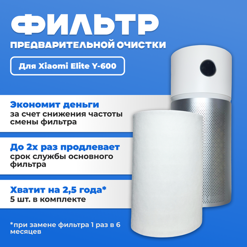 Фильтр для очистителя воздуха Xiaomi air purifire Elite Y-600. Комплект префильтров 5 шт.