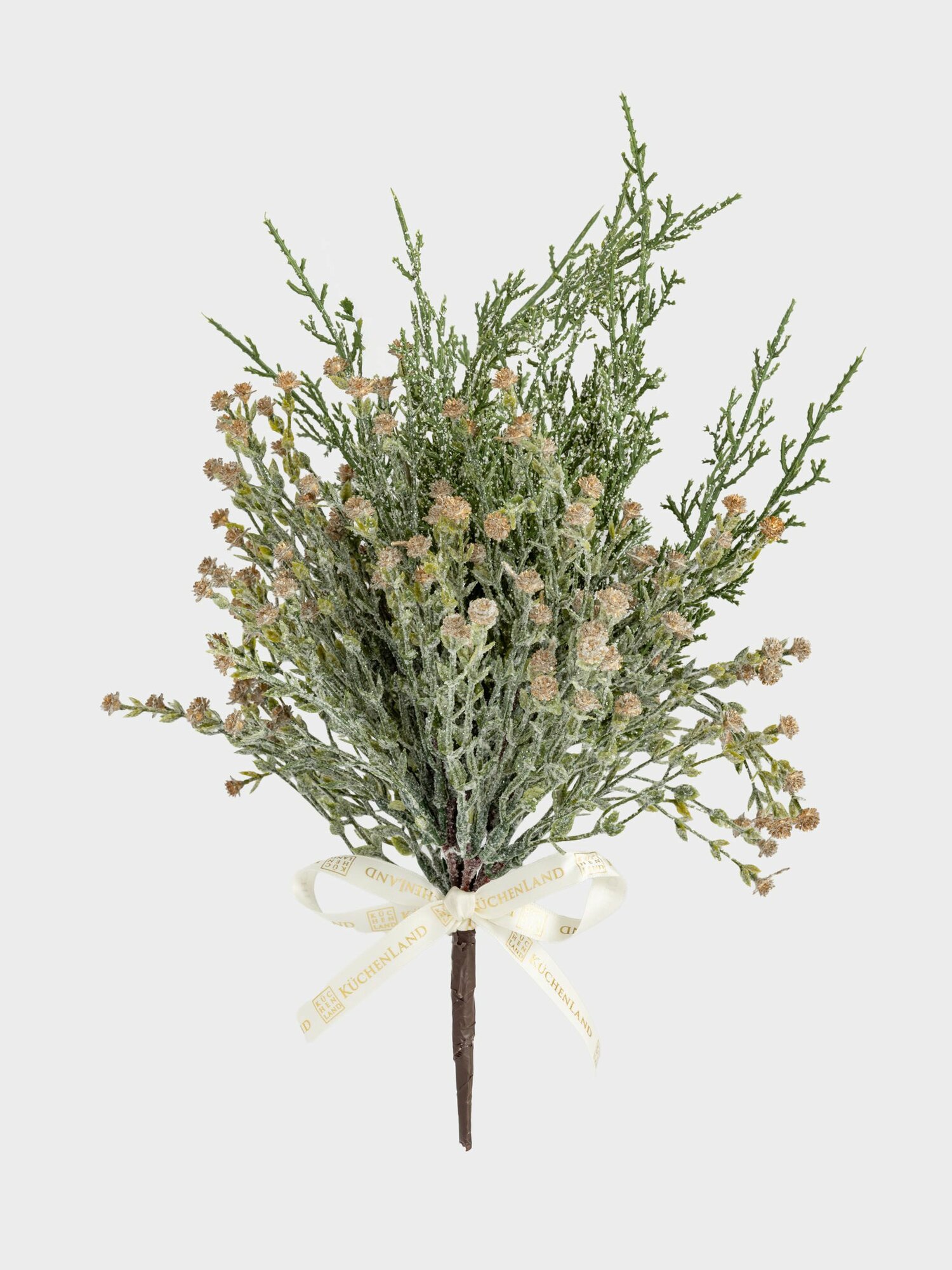Букет декоративный 40 см пластик Хвоя с золотистыми цветами Conifer decor