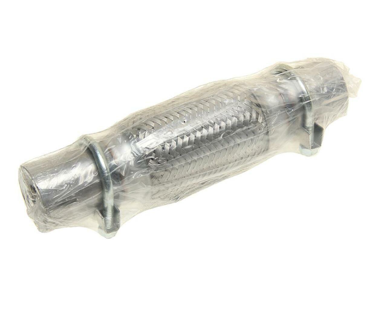 Гофра глушителя 45x150х250 с трубами в 3-ой оплетке interlock c хомутами TRANSMASTER