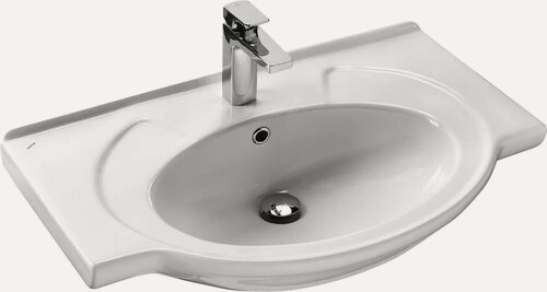 Изображение товара Мебельная раковина Santek Байкал 76 накладная, фарфоровая, белая, глянцевая, раковина для ванной, прямоугольная