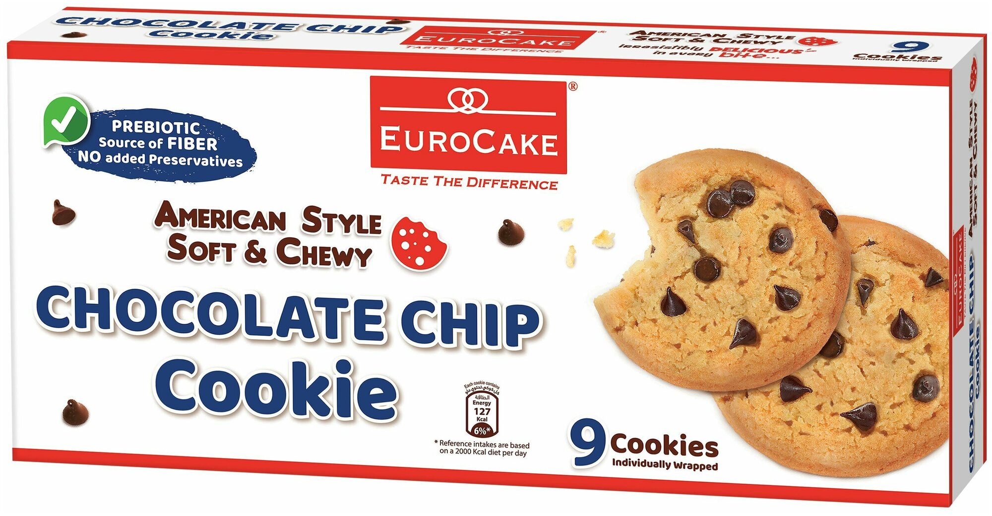 Мягкое печенье EuroCake "Chocolate Chip Cookie" с кусочками шоколада нетто 252г (9х28г) - фотография № 2