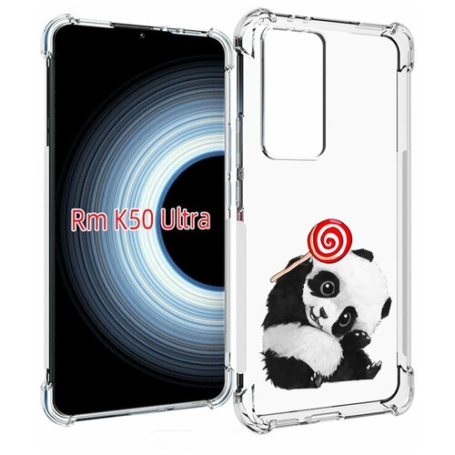 Чехол MyPads панда с леденцом для Xiaomi 12T / Redmi K50 Ultra задняя-панель-накладка-бампер чехол mypads яркая панда детский для xiaomi 12t redmi k50 ultra задняя панель накладка бампер
