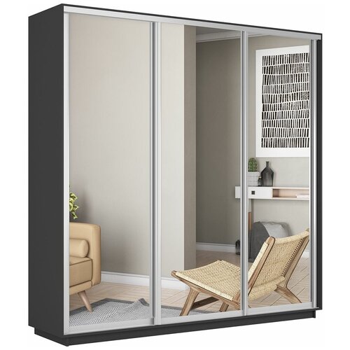 Шкаф-купе 2,1 Экспресс 3-х дверный 210х220х60 Зеркало Серый Диамант