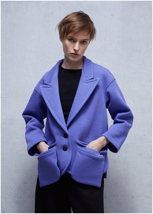 Пиджак ХакаМа, средней длины, силуэт прямой, размер 40, фиолетовый