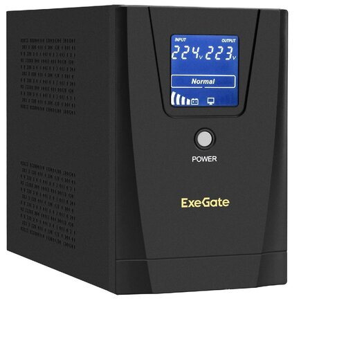 Источник бесперебойного питания EXEGATE SpecialPro Smart LLB-1200. LCD. AVR.2SH.3C13 <1200VA/750W, LCD, AVR, 2*Schuko+3*C13, съемн. кабель, мет