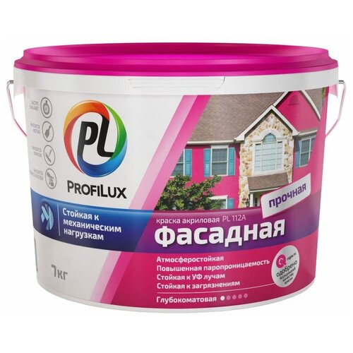 Фасадная влагостойкая краска Profilux ВД PL 112А краска акриловая profilux pl 112а фасадная глубокоматовая белый 3 кг