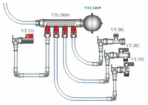 Гидроаккумулятор гаситель гидроударов Valtec Бак мембранный 0162л